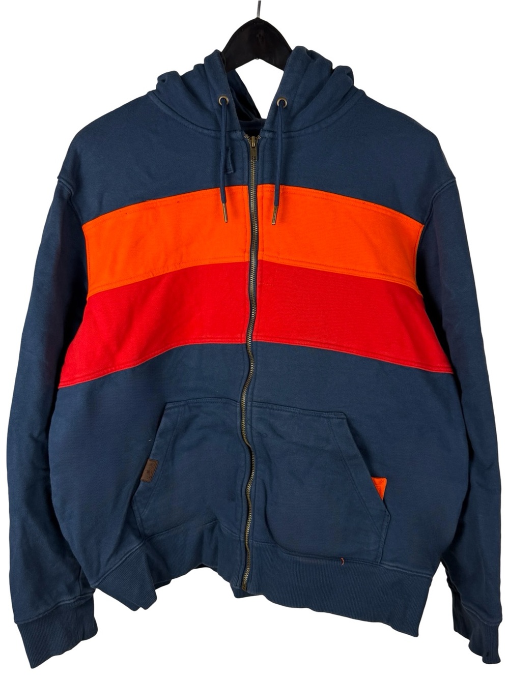 Mens California Cowboy Sunset Heavyweight Full Zip Blue Hoodie Size L